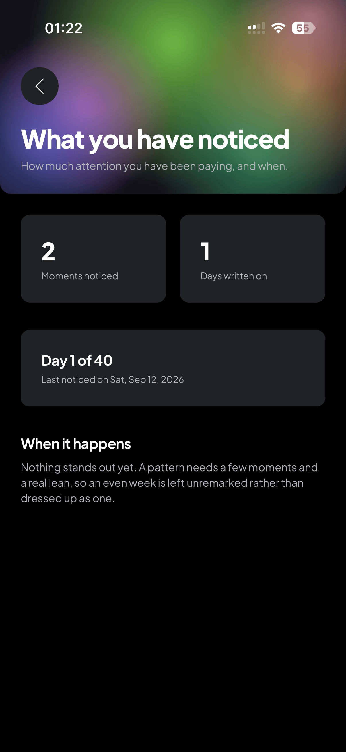 What you have noticed in holyfit: moments counted, and no pattern claimed until there is one.